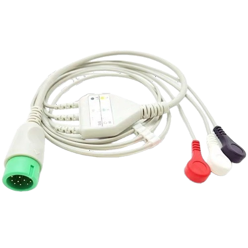 Medical 3 Lead Cable Snap AHA ECG Cables