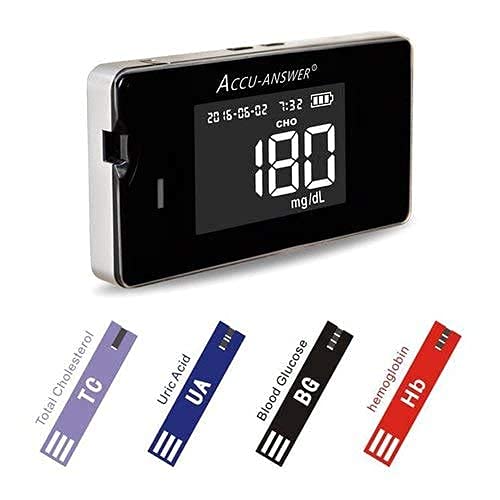 Accu-Answer Blood Glucose Cholesterol Uric Acid and Hemoglobin Monitoring Device