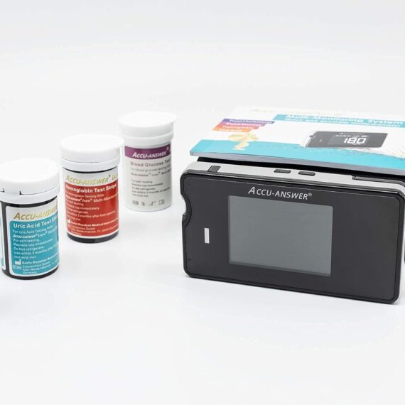 Accu-Answer Blood Glucose Cholesterol Uric Acid and Hemoglobin Monitoring Device