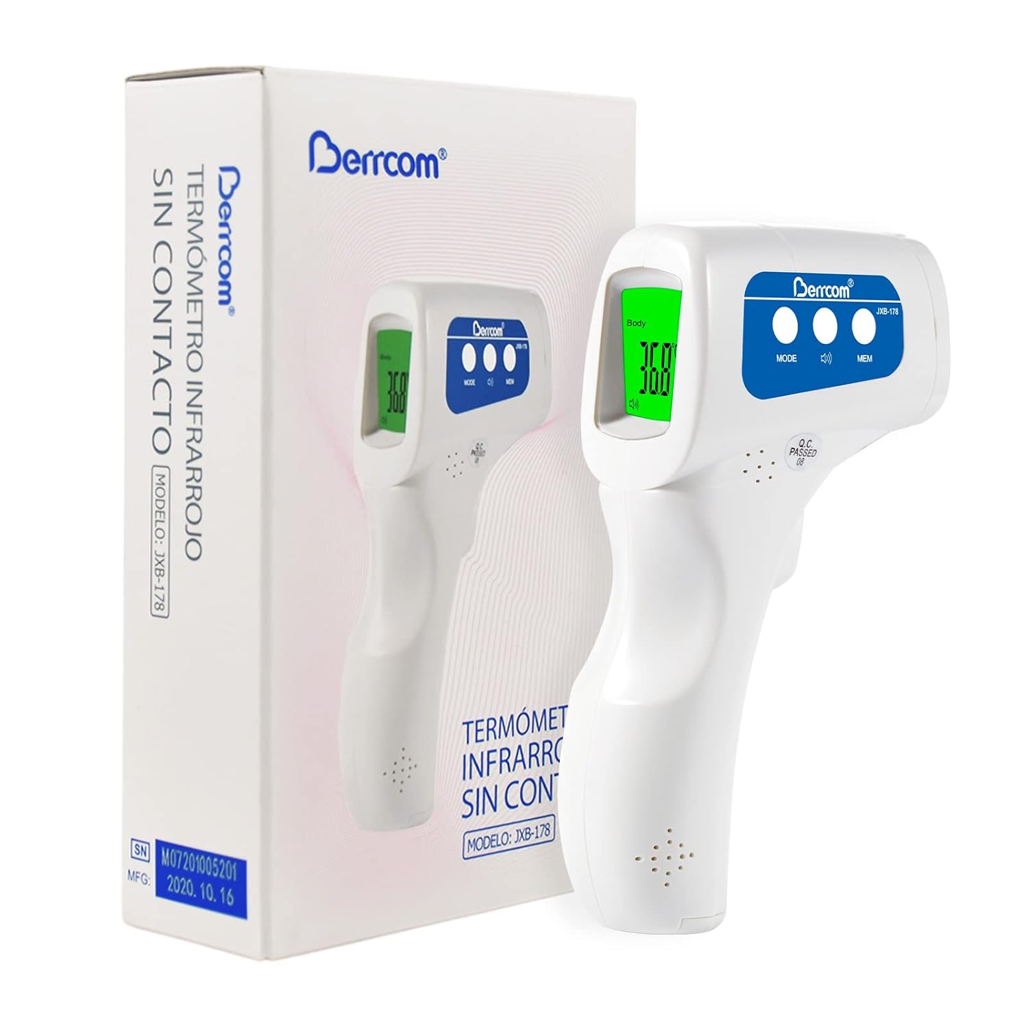 Berrcom Non-Contact Infrared Thermometer Used on Forehead – 3-in-1 Digital Adult & Baby Thermometer